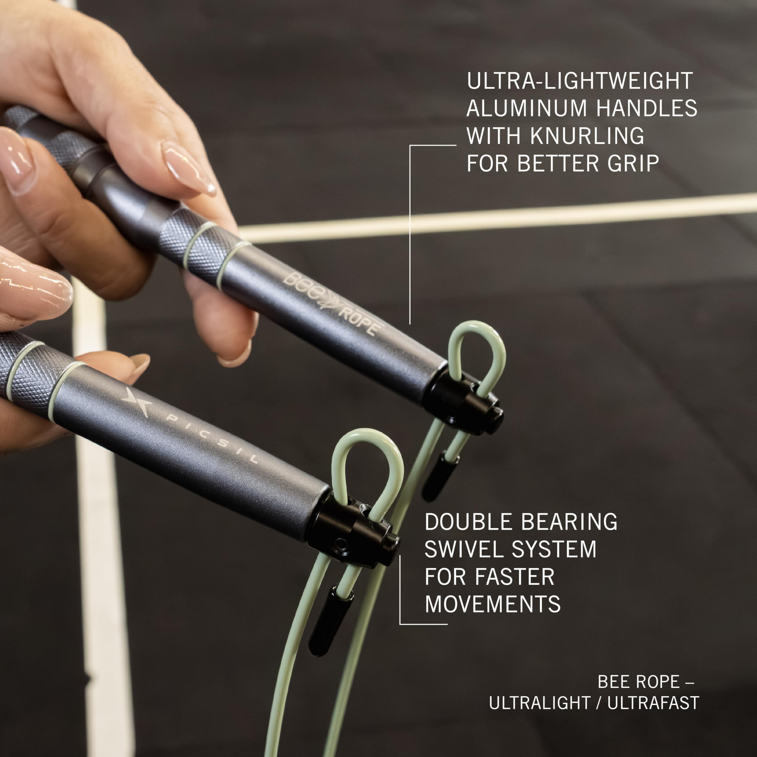 PICSIL - BEE High Speed Skipping Rope | Aluminum & Double Bearing System | Self-Adjusting for Cross Training, Boxing & Fitness | Lightweight 7.4oz | Adaptable for Men, Women & Children | - Image 4